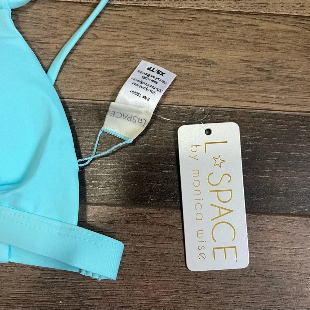NWT L*Space blue triangle bikini top XS